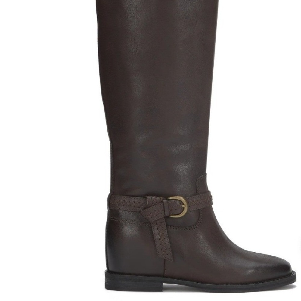 Lucky Brand Size 6.5 Brown Leather Riding Boots NEW Maltet Braided $220 - Picture 2 of 13